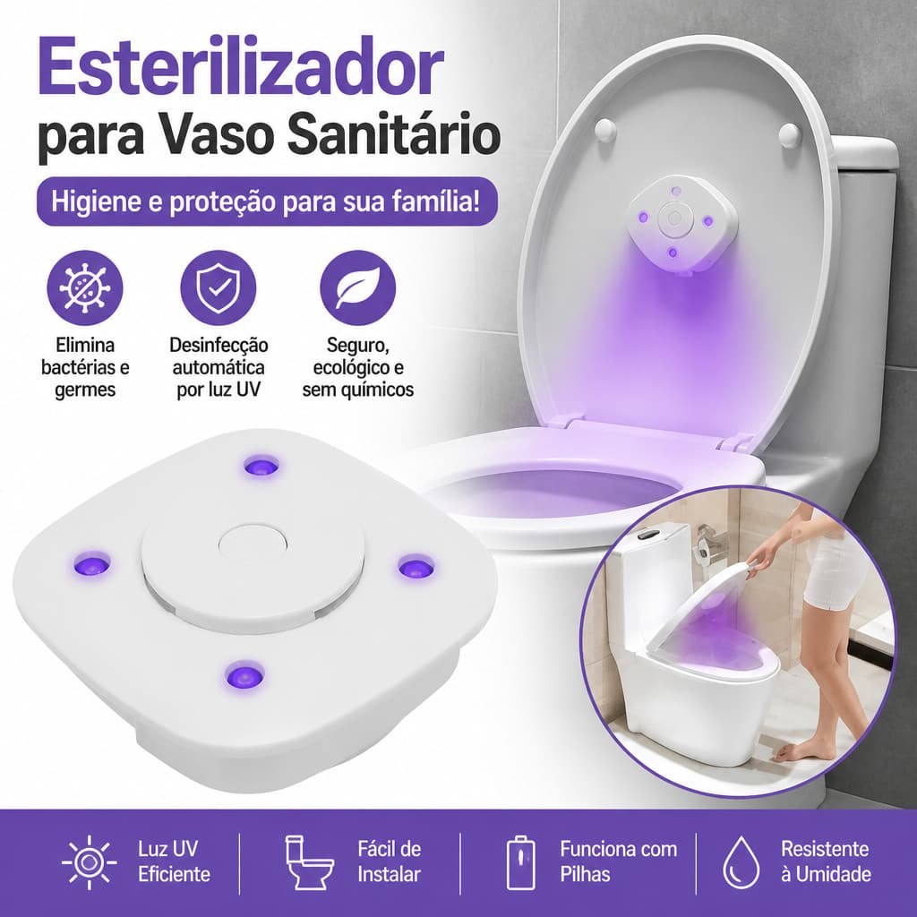 Esterilizador De Banheiro UV Elétrico Inteligente ​ Lâmpada À Prova D'água Com Limpador De Comprimidos De Aromaterapia
