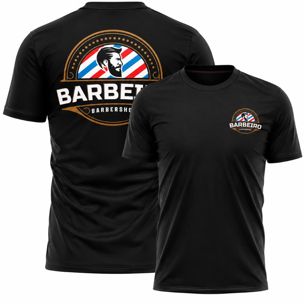 Camiseta Barbeiro Profissional Uniforme Barbearia Masculina Estilosa Trabalho Confortável DryFit e 100%Algodão Envio Já