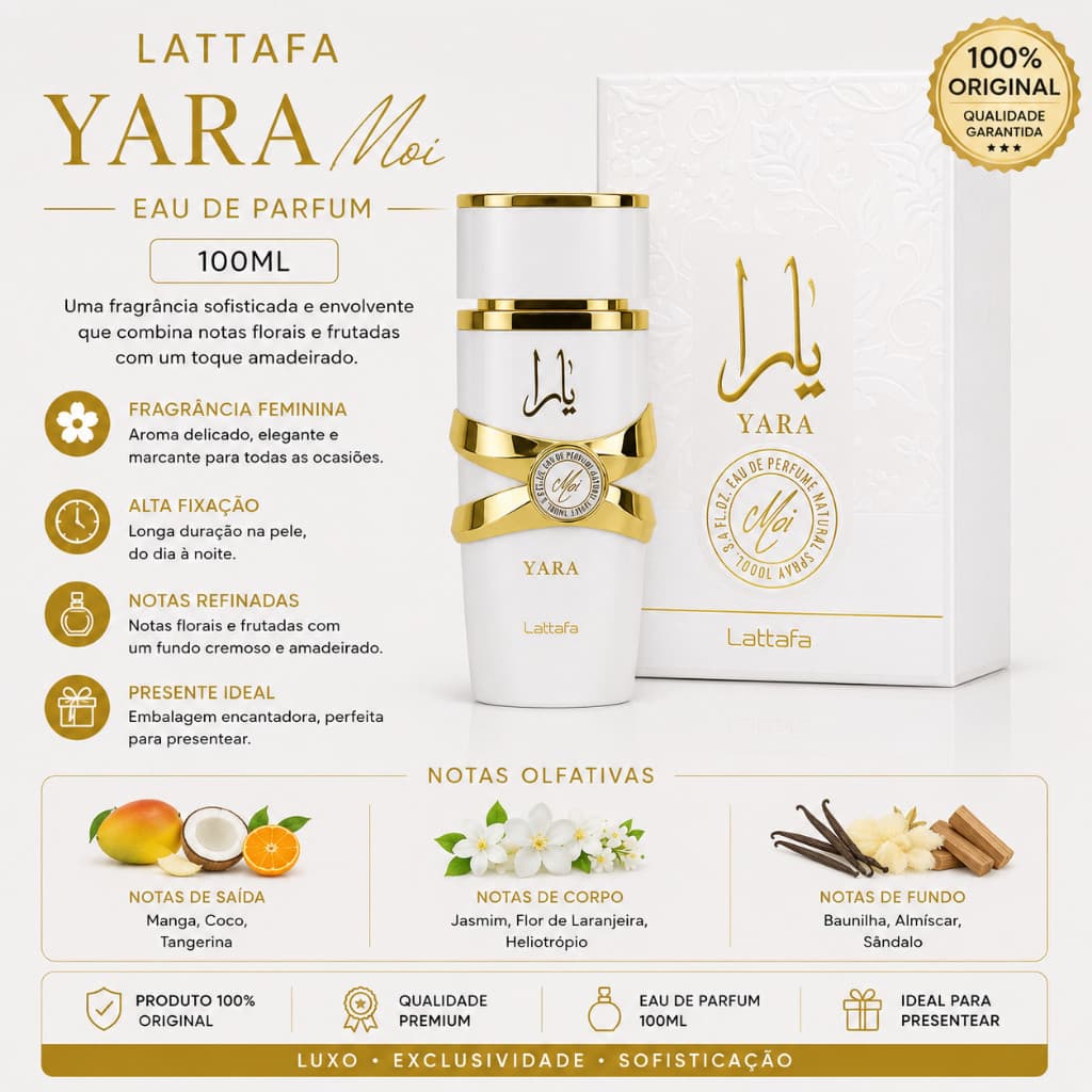 Perfume Árabe Lattafa Yara Moi Feminino Eau de Parfum 100ml