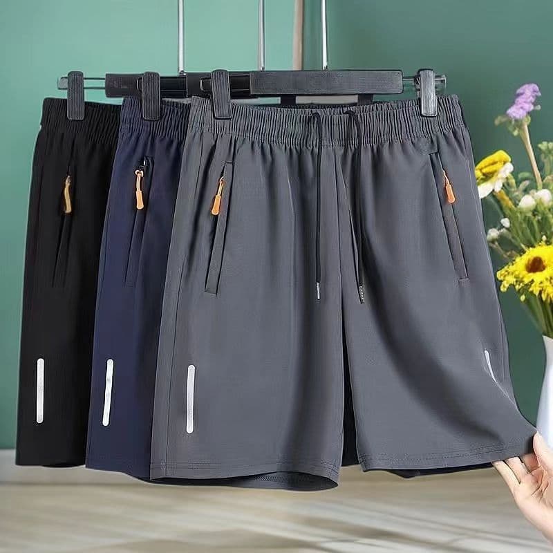 Novo verão shorts masculinos fino gelo seda shorts de secagem rápida esportes masculinos shorts de cinco pontos respiraç