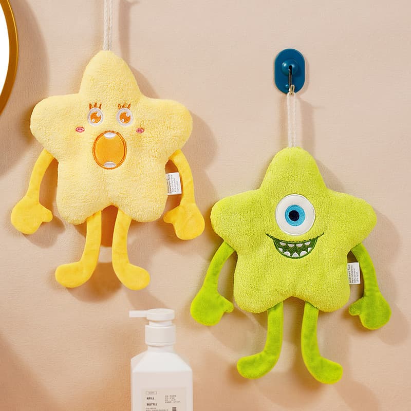 Estrela dos desenhos animados toalha de mão engrossado Coral velo absorvente bordado pano crianças pequena toalha lembra