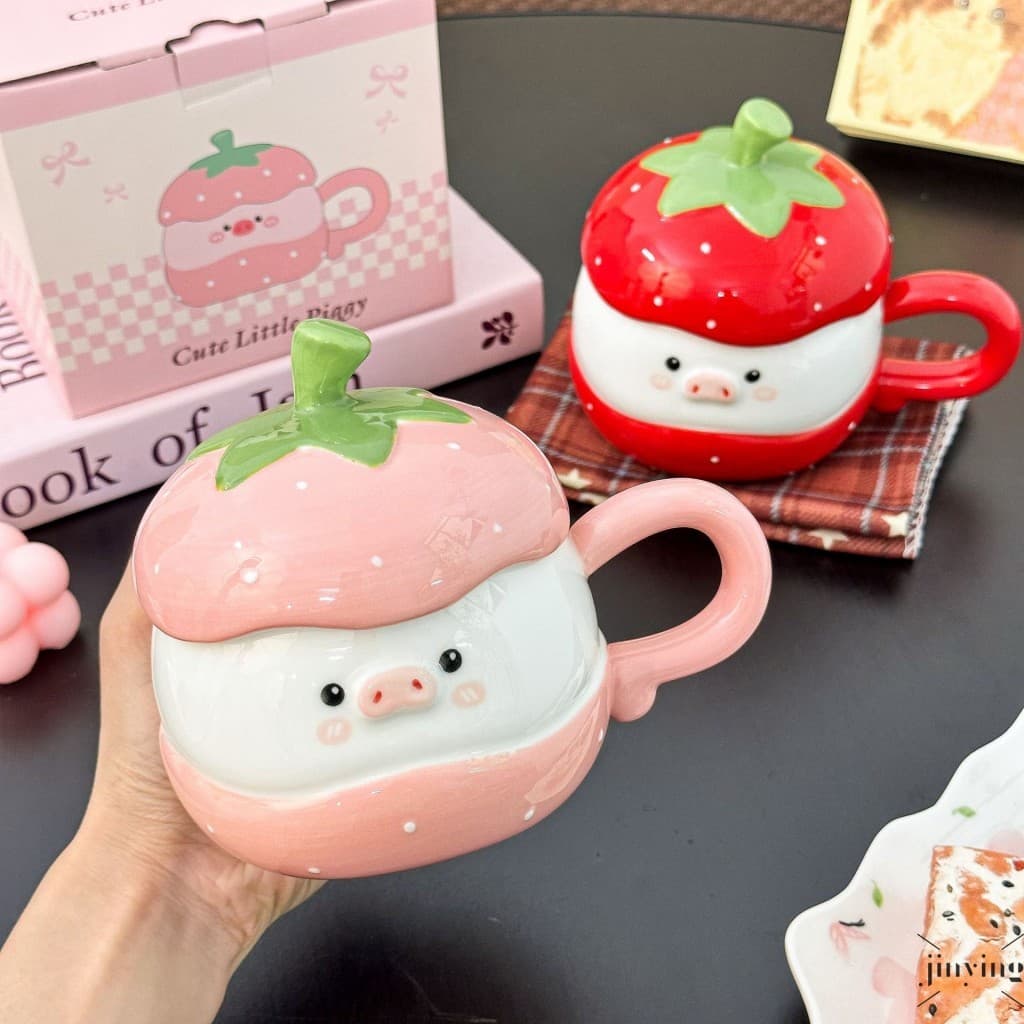 Caneca De Cerâmica Piggy Fofa-Criativa De Grande Capacidade Para Meninas