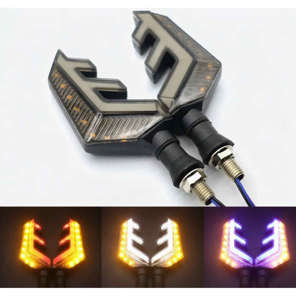 12V sinal de volta da motocicleta veículo elétrico modificado LED asas anjo correndo água sinal volta luz freio modific