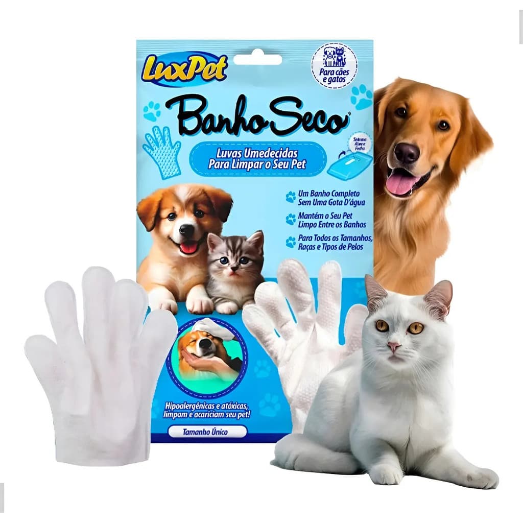 Luvas Descartáveis Para Higienização De Pets Banho A Seco