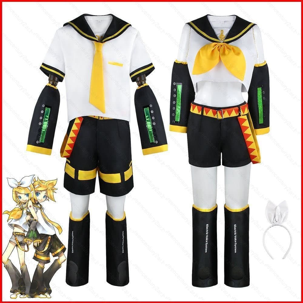 Conjunto de Cosplay GC2 VOCALOID Kagamine Rin/Len com Camisa de Manga Curta e Calças, Traje de Marinheiro, Roupa de Anim