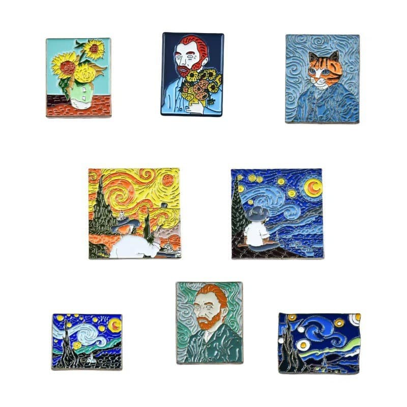 Broche Abstrato de Pintura a Óleo do Artista Van Gogh, Acessório Simples e Colorido de Liga para Bolsa, Broche Pingente
