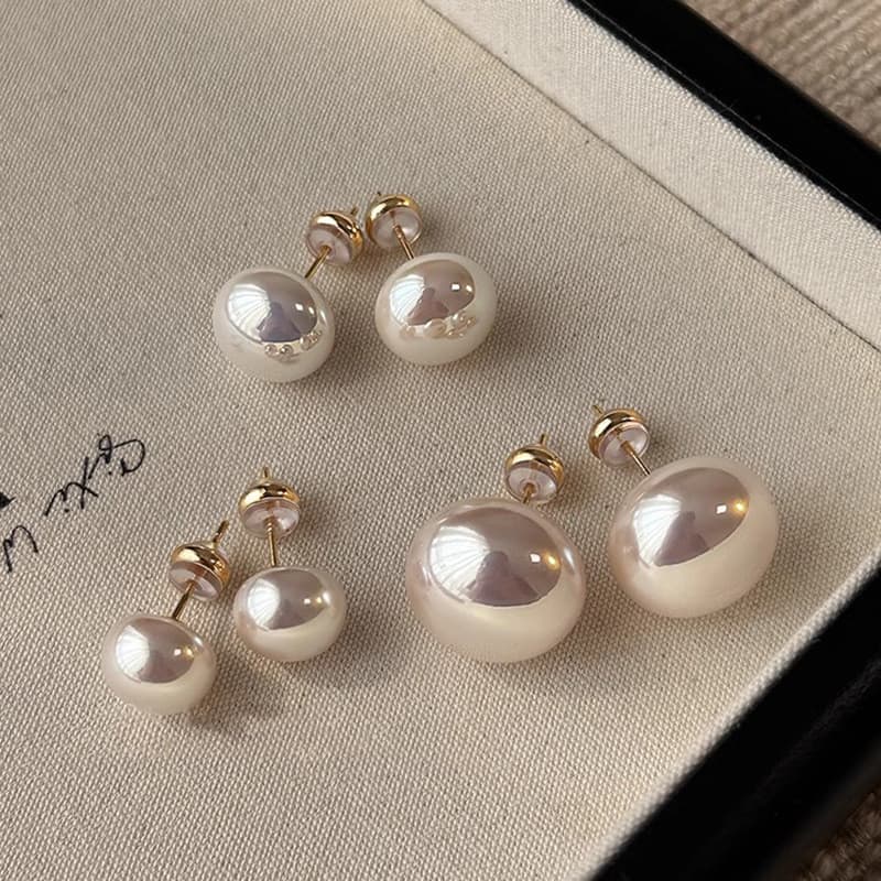 Shijia pão cozido no vapor rosa leite branco pérola brincos feminino S925 prata esterlina agulha nicho High-End All-Matc