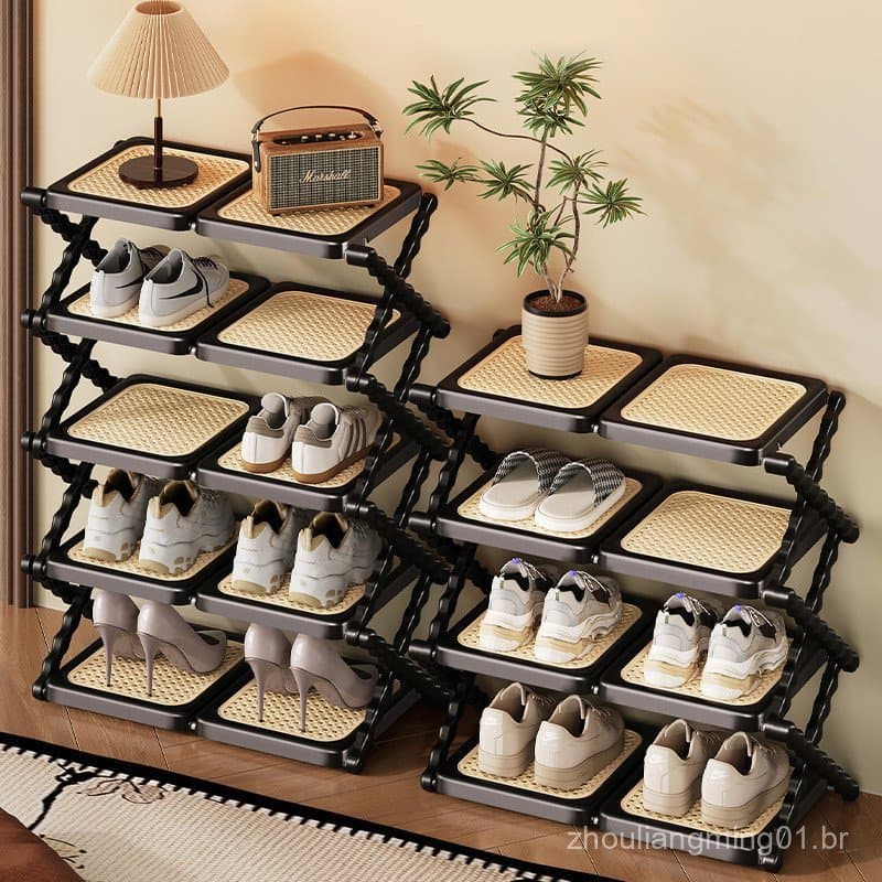 Sapateira dobrável para uso doméstico, elegante e compacta, adequada para entradas, com múltiplas camadas, design simple