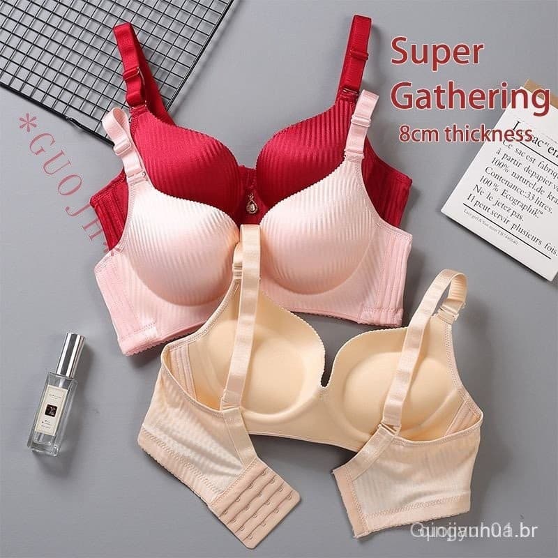 Sutiã push-up com enchimento para busto pequeno, 6CM, ajustável, tipo camisola, roupa íntima feminina U8DY