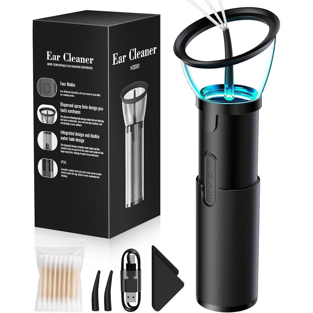 Removedor de Cera de Ouvido, Limpador de Ouvido Seguro e Recarregável com 4 Modos, Kit de Limpeza de Ouvido Elétrico com