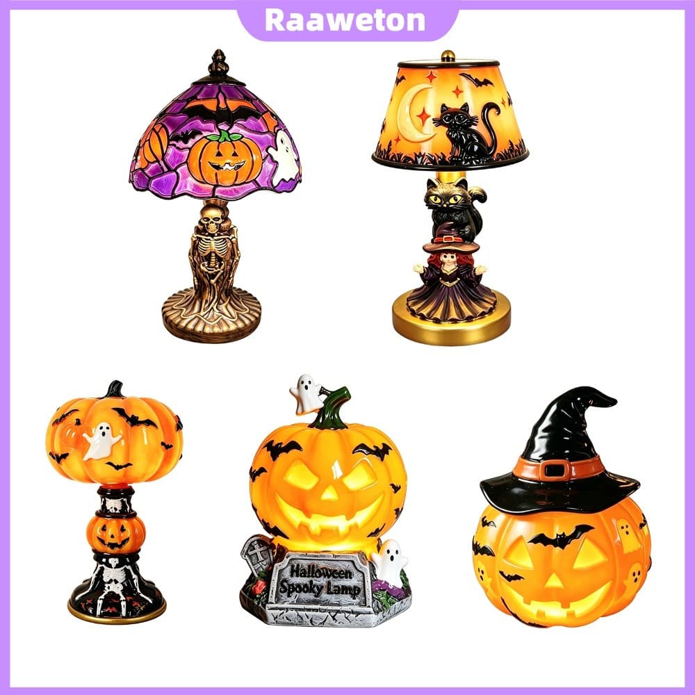 Candeeiro De Mesa Ambiente De Halloween Multiuso Feito À Mão Em Resina Manchada Presente Para Amante Misterioso [Raaawet