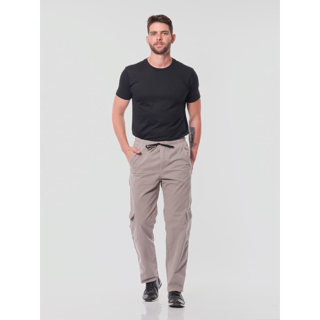 Calça Masculina Cargo Confort Cinza