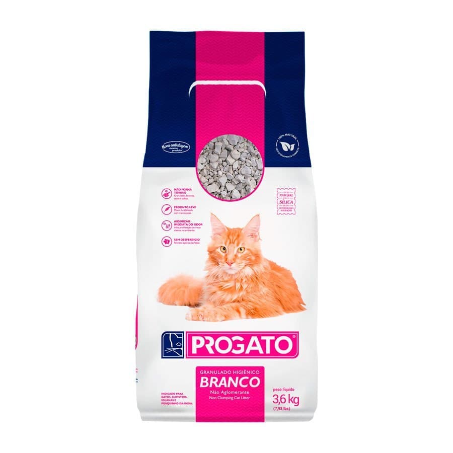 Areia Para Gatos Pro Gato Tradicional Branca Gatos 3,6kg
