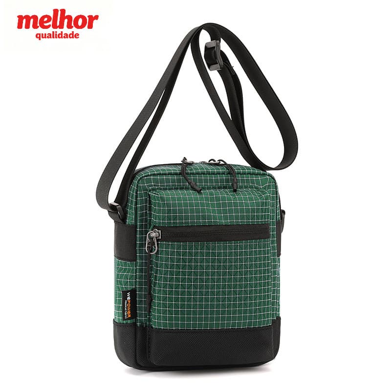 Bolsa mensageiro xadrez funcional masculina, bolsa de ombro de Nylon à prova d'água, leve, resistente ao desgaste, bolsa