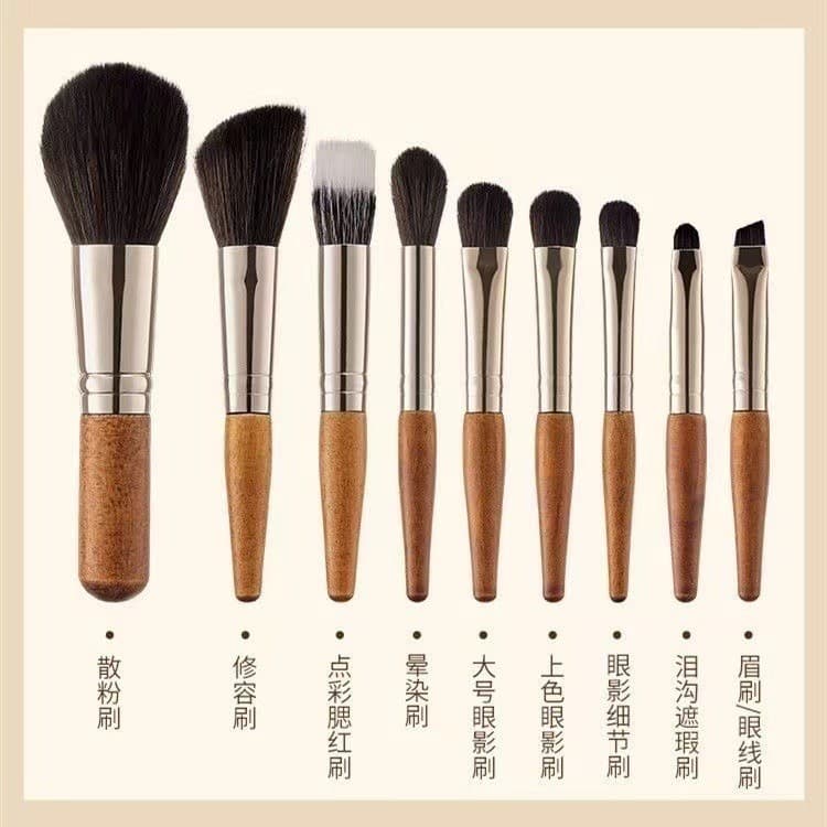 Iniciante 9 pincéis de maquiagem ponto cor Blush escova sombra pó solto escova viagem pequeno corretivo maquiagem config