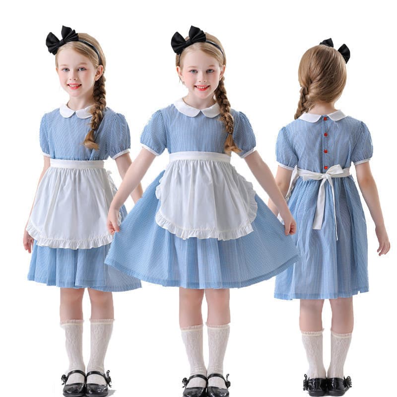 Azul claro crianças vestido de princesa Alice empregada Sleepwalking no país das maravilhas roupas infantis meninas dese