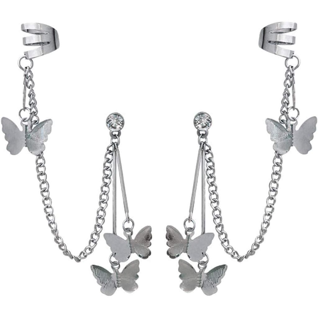Brincos de Corrente com Borboleta INENIMARTJ para Mulheres, Brincos de Orelha com Franjas, Brincos de 40mm, Liga Sem Níq