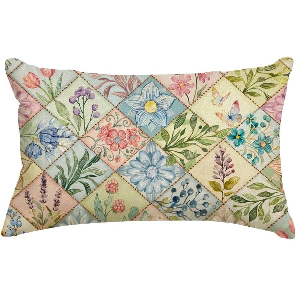 RABUSOFA Capas de Almofada Florais para Primavera e Verão 12x20 Polegadas, Capas de Almofada Lombar Coloridas com Estamp