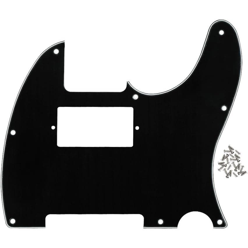 FLEOR Pickguard TL de 3 Camadas Preto com 8 Furos para Guitarra Humbucker, com Parafusos, Compatível com Guitarras Padrã