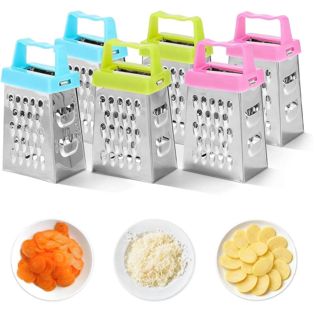 Conjunto de 6 Peças de Mini Raladores de Queijo Ciieeo, Raladores Pequenos de Aço Inoxidável com 4 Lados para Cozinha, T