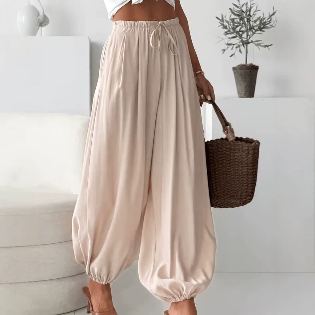 Calças Jogger Femininas de Verão 2026TK com Cintura Elástica, Estilo Casual, Calças Harem Longas e Finas
