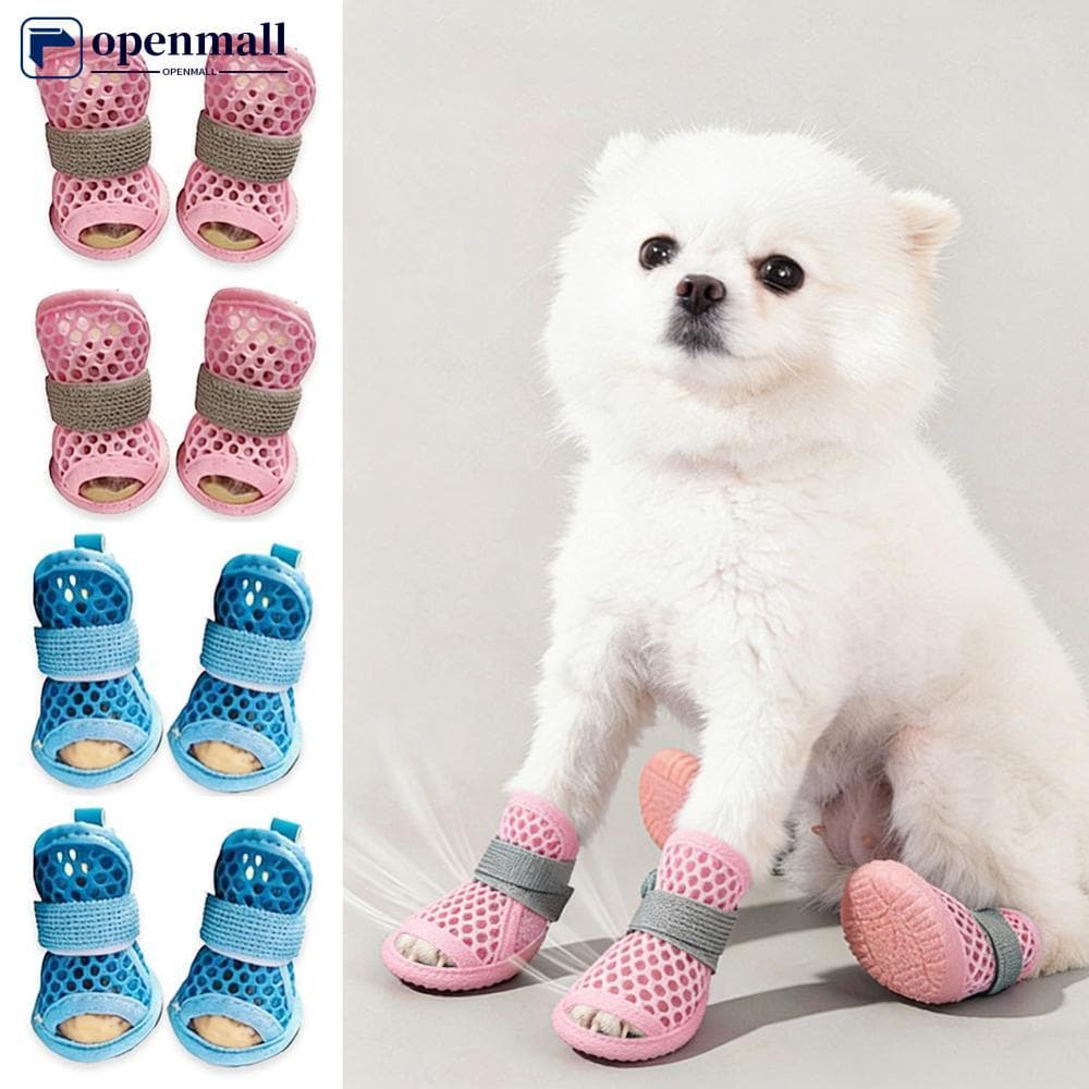 Sandálias De Malha Respirável Para Cães Pequenos , Sapatos Animais De Estimação De Verão Com Sola Elástica Antiderrapant