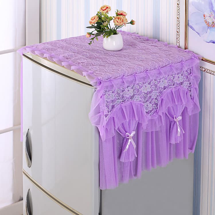 Toalha de geladeira roxa capa Anti-poeira renda decoração de porta única fólio estilo coreano capa de porta dupla pano c