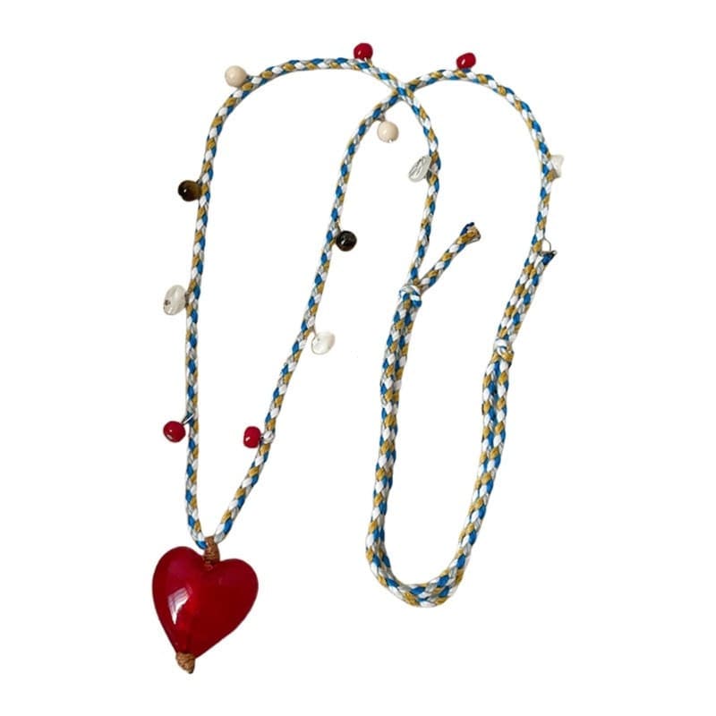 Estilo Feliz Símbolo De Amor Pingente Cordão Ajustável Colar Resina Design Joias