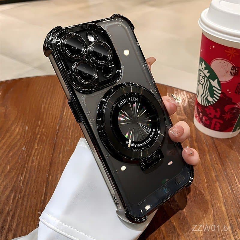 Capa com Suporte Magnético e Revestimento Eletroplástico para Xiaomi 17 Ultra, 17 Pro Max, 17 Max, 17T Pro, 17T, 15T Pro