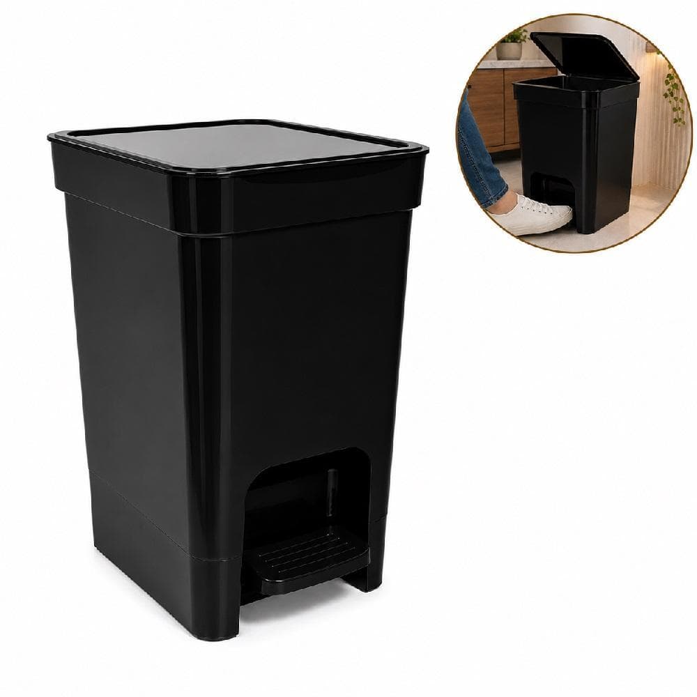 LIXEIRA PRETA SLIM 7L COM PEDAL CESTO DE LIXO PLASTICO PREMIUM MULTIUSO PARA BANHEIRO COZINHA ESCRITORIO