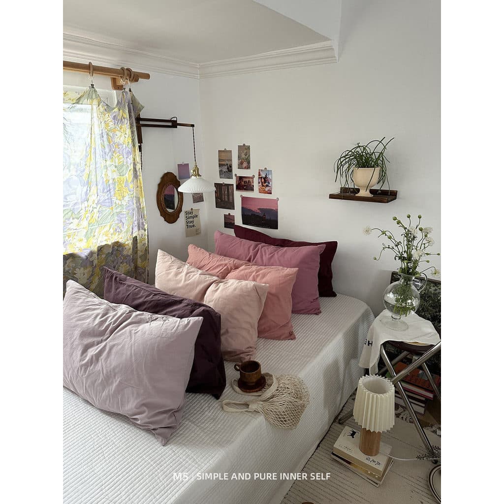 Ins cor sólida único produto combinando algodão puro fronha par pacote travesseiro núcleo forro capa única 48x74cm fronh