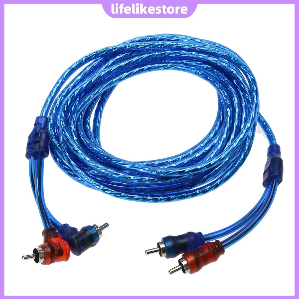 Áudio Do Carro 5m 2 RCA Para Cabo Trançado De Cobre Subwoofer Fio De Alimentação [lifelikestore.br]