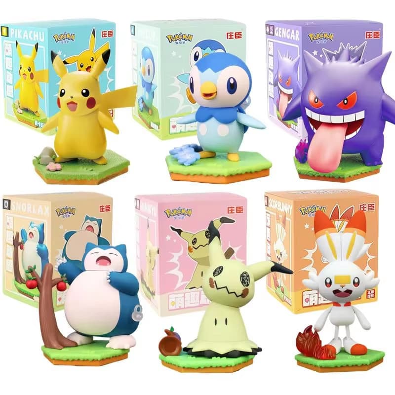 Conjunto De Bonecos De Ação-Pikachu Mimikyu Gengar Snorlax Piplup Scorbunny Clockwork Brinquedos Móveis Para Crianças Pr