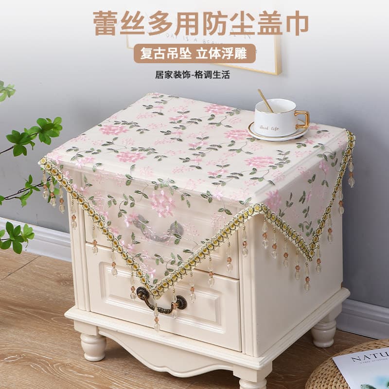 Capa de mesa de cabeceira de casamento pano microondas Anti-poeira capa respirável casa multifuncional toalha nova renda