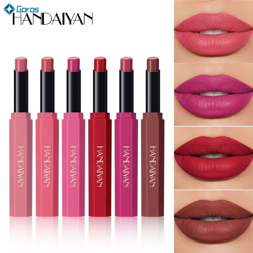 Batom Matte HANDAIYAN, Bruma Suave nos Lábios, Batom Aveludado Natural, Melhora a Tez, Cor Natural, Batom da Moda
