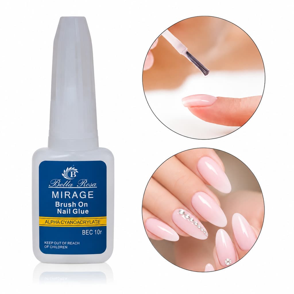 Cola Para Unhas Bella Rosa 10g com Pincel Unha Postiça Tips Gel Fibra e Porcelana
