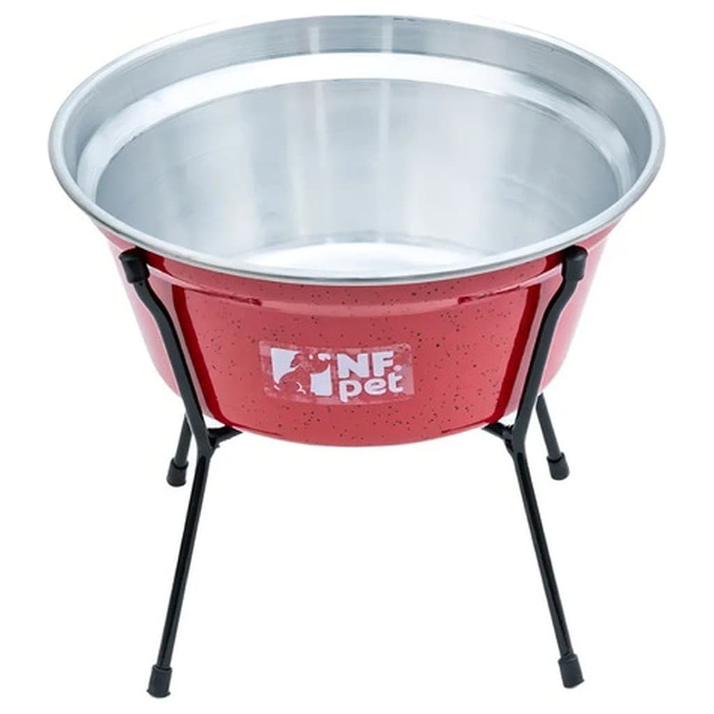 Comedouro Bebedouro Aramado Nfpet 1,5L Vermelho para Cachorro Animal Pequeno Portátil Antiderrapante