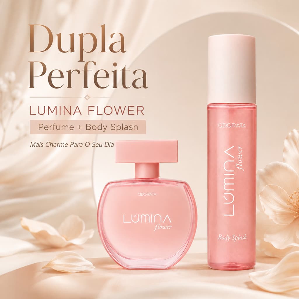 Perfume E Body Splash Feminino Lúmina Flower Fragrância Floral Romã Peônia E Baunilha
