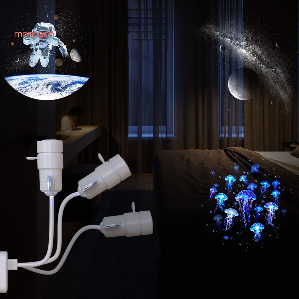 Lâmpada De Projeção Ajustável De Pescoço De Ganso , Projetor De Cena Holográfica 5D , Presente Criativo Para Crianças E