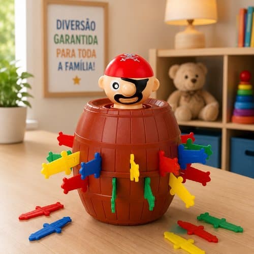 Jogo Divertido Pula Pirata Aventura Infantil Com 16 Espadas Plastico Seguro