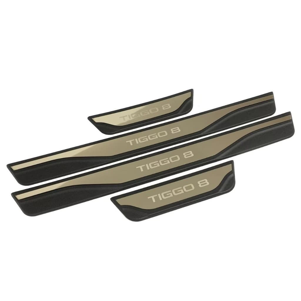 Aço Inoxidável Guarnição de Soleira Proteção de Porta de Carro para Chery Tiggo 8, Conjunto de 4 peças