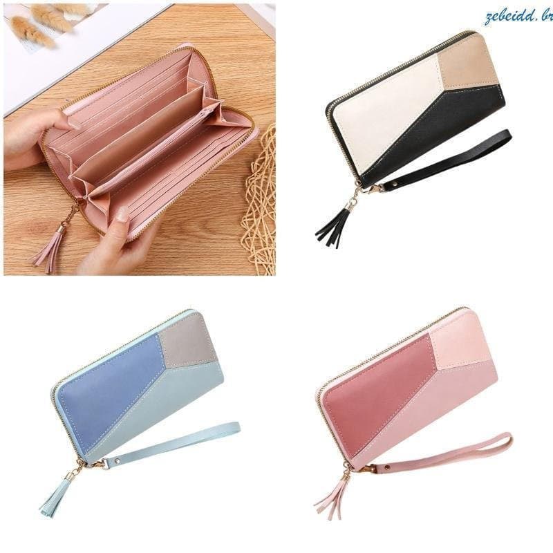 zebeidd Carteira Feminina Masculina Longa Bolsa Couro Bifold Embreagens Grandes Negócios Capa Cartão