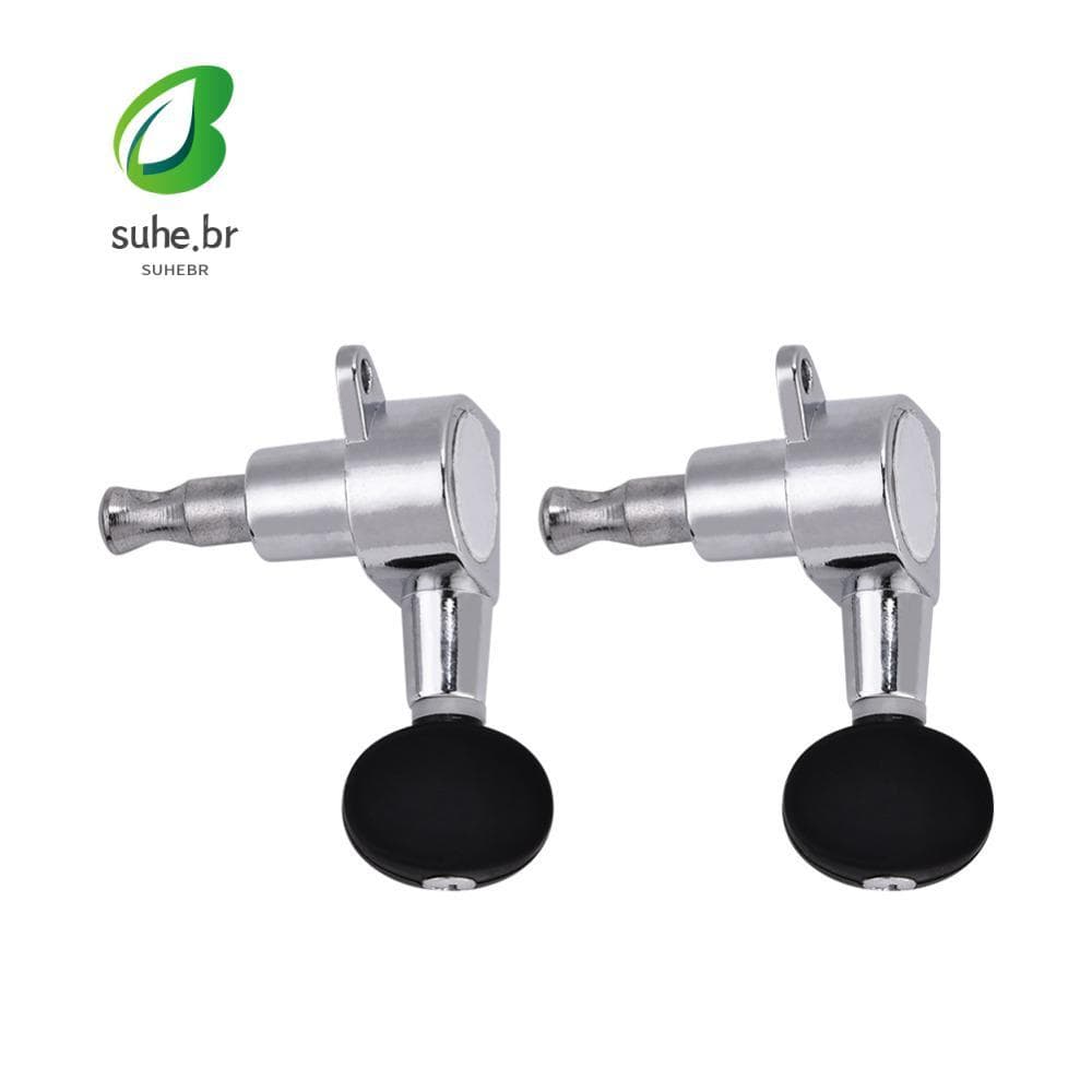 Pegs De Afinação Para Ukulele SFBSF , De Configuração 2L2R Preto Prateado | Cabeças , Liga De Zinco + Plástico
