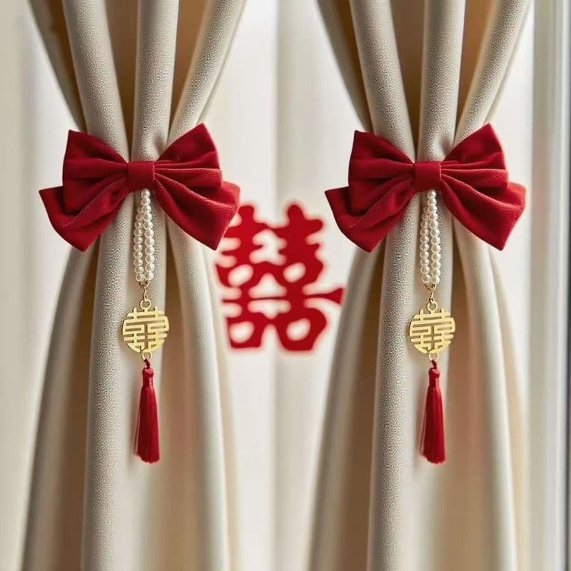 [Cortinas de casamento] Cortinas de sala de casamento com cadarço Decoração de sala de estar Cortinas de arco d