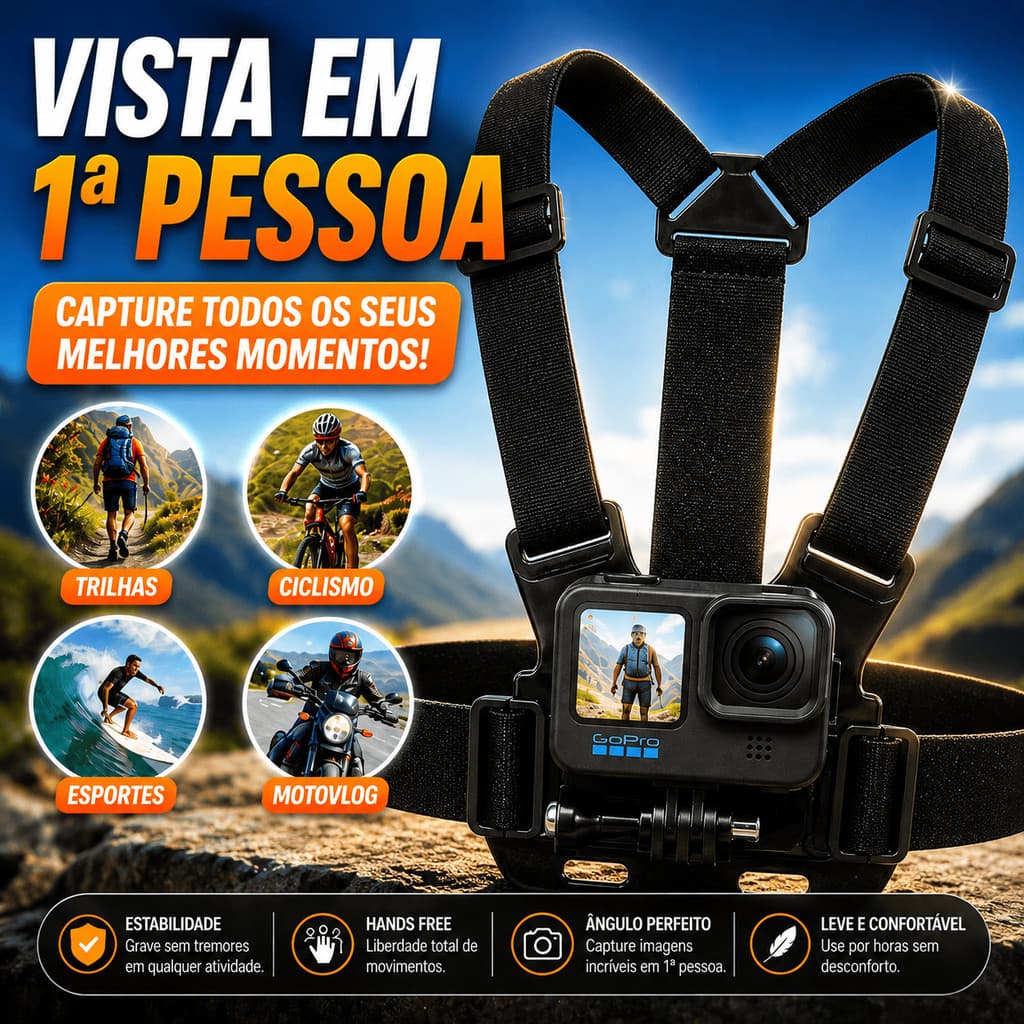 Suporte Peitoral Para Celular E Gopro Ajustável Bike Moto Vlog Suporte De Peito Estabilizador De Vídeo E Fotos Pov
