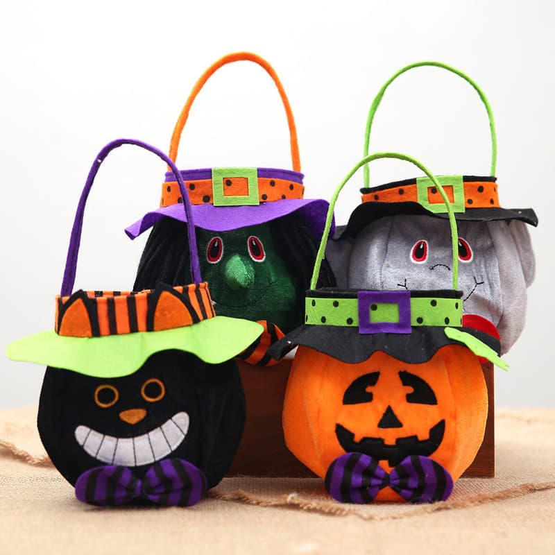 Estoque pronto saco de presente de abóbora de Halloween decoração suprimentos com capuz sacola redonda Festival fantasma