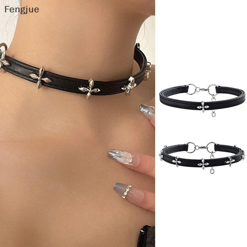 Fengjue Personalidade Punk Vintage ck Couro Gargantilha Colares Para Mulheres Meninas Gótico Hip Hop Cruz Jóias Acessóri