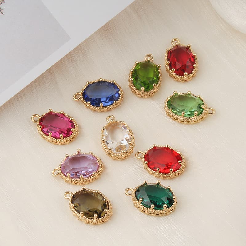 Retro Oval grande strass oco borda retenção de cor galvanoplastia diy orelha jóias colar Hairpin pingente Material acess