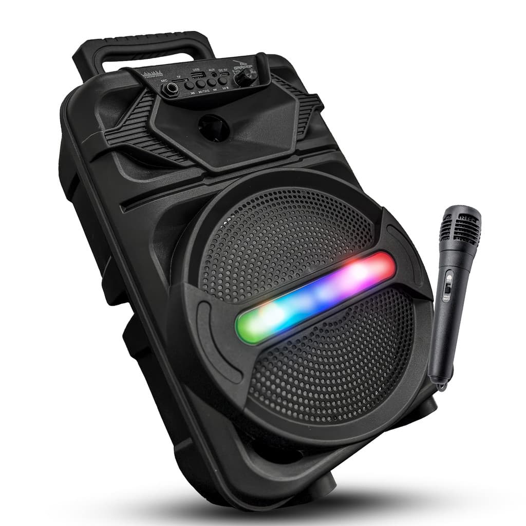 Caixa De Som Grande Bluetooth Potente Para Eventos Led RGB Painel Para Controle De Volume E Microfone