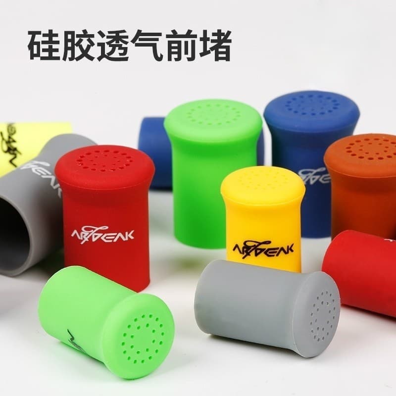 Oqifeng Silicone Vara de pesca respirável Bloco frontal Vara de pesca Capa protetora Anel de fixação Vara de pesca Plugu